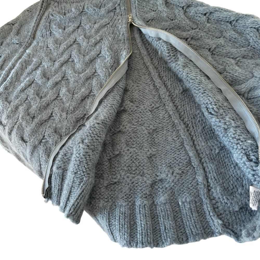 Free People Oversized Wool/Alpaca Grey/Blue Sweater Silver Zippers Sz S - Picture 8 of 10